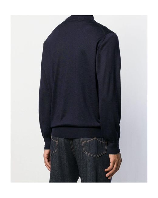 Brunello Cucinelli Blue Zip-Up Long-Sleeved Cardigan for men