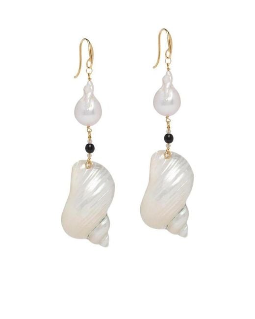 Prada White Earrings With Shells