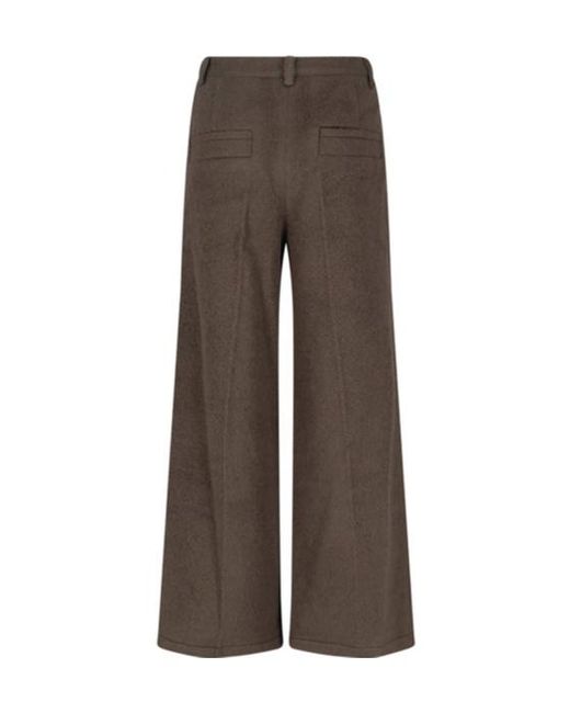 Low Classic Brown Pleated Straight-Leg Trousers