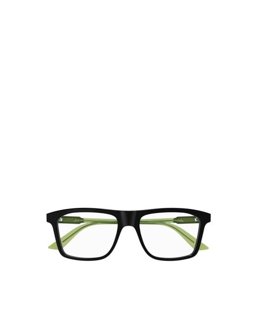 Gucci White Eyewear Rectangle Frame Glasses for men