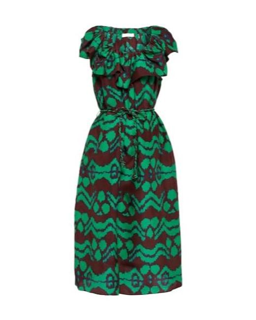 Ulla Johnson Green Printed Mid-Length Dress