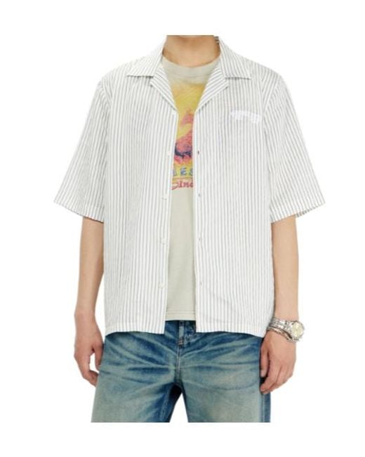 DIESEL White S-Mac Striped Short-Sleeve Shirt for men