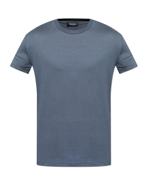 DSquared² Blue Short-Sleeved Crewneck T-Shirt for men