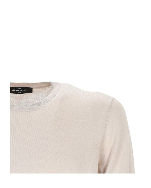 Gran Sasso Natural Fine-Knit Crew-Neck Jumper for men