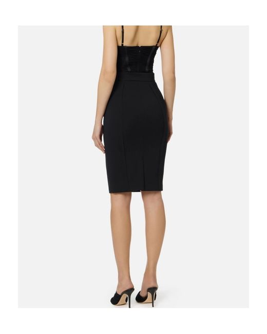 Elisabetta Franchi Blue Raw-Cut Detailed Midi Skirt