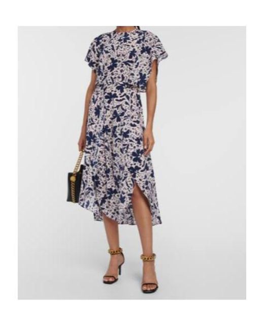 Stella McCartney Blue Floral Silk Midi Dress