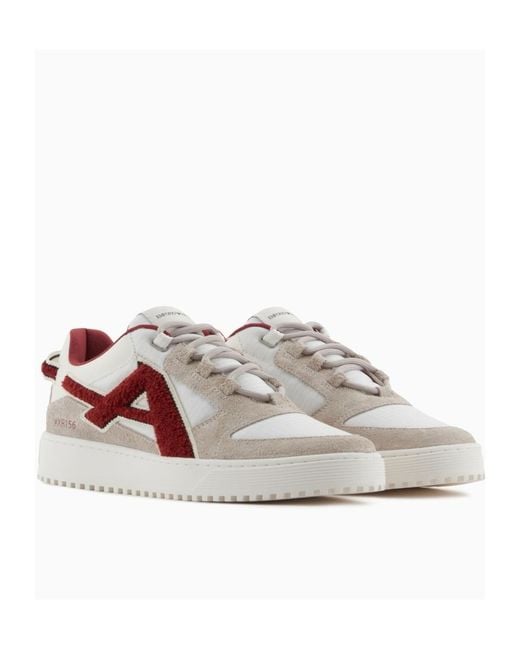 Emporio Armani Brown Panelled Sneakers for men