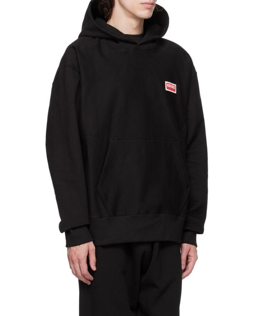 KENZO Black Logo-Printed Long Sleeved Hoodie for men
