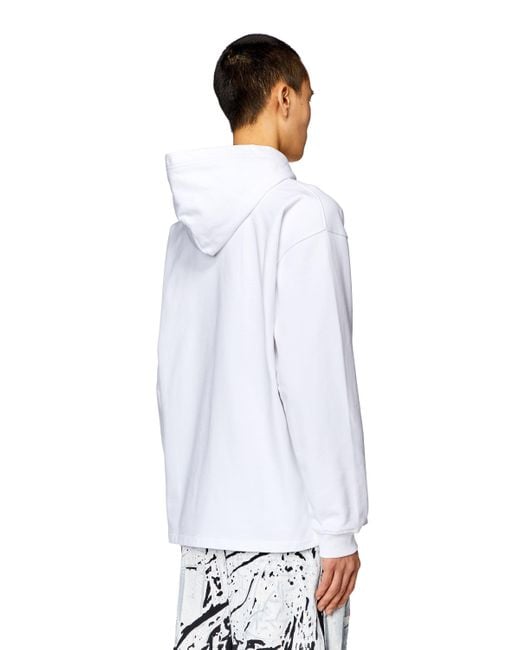 DIESEL White S-Baxt-Hood Layered Logo Hoodie for men