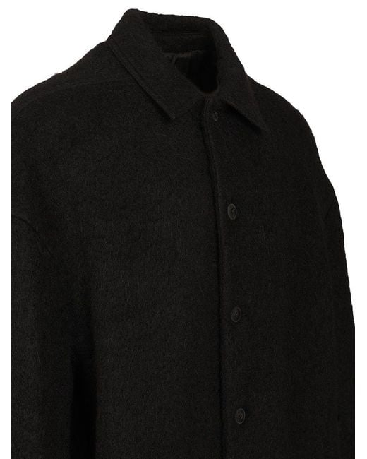 Rick Owens Black Brad Knee-Length Coat for men