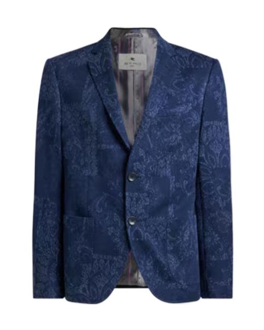 Etro Blue Single-Breasted Tailored Blazer for men