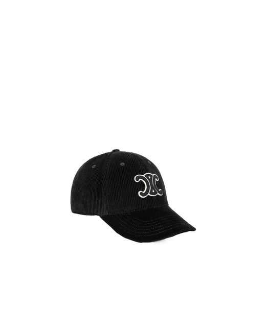 Céline Black Triomphe Baseball Cap for men