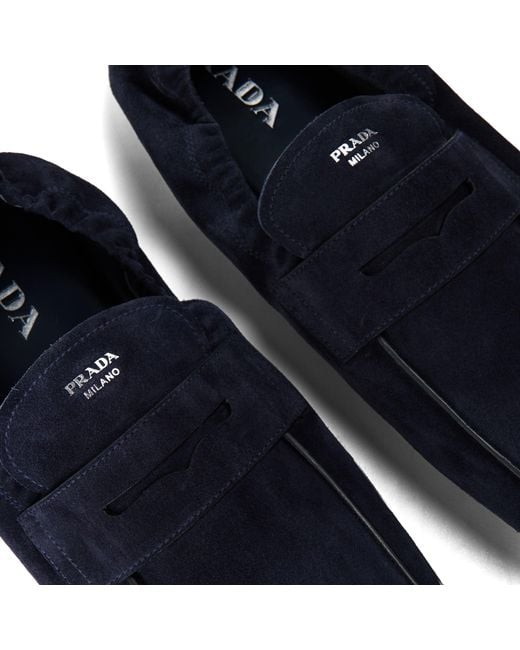 Prada Blue Solid Color Shuffle Loafer for men
