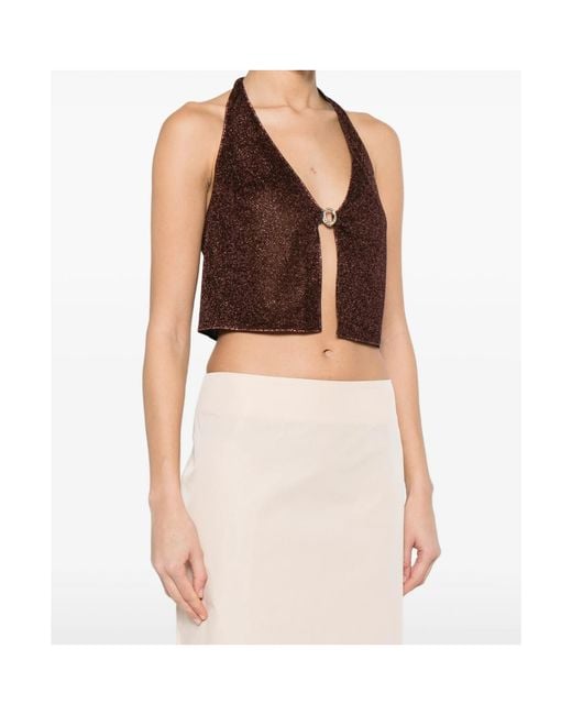 Oseree Brown Oséree Lurex Thread Top