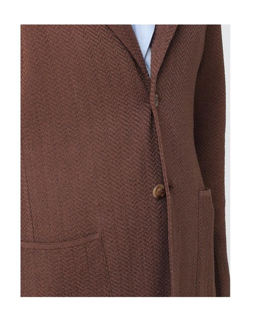 Lardini Brown Textured Two-Button Blazer for men