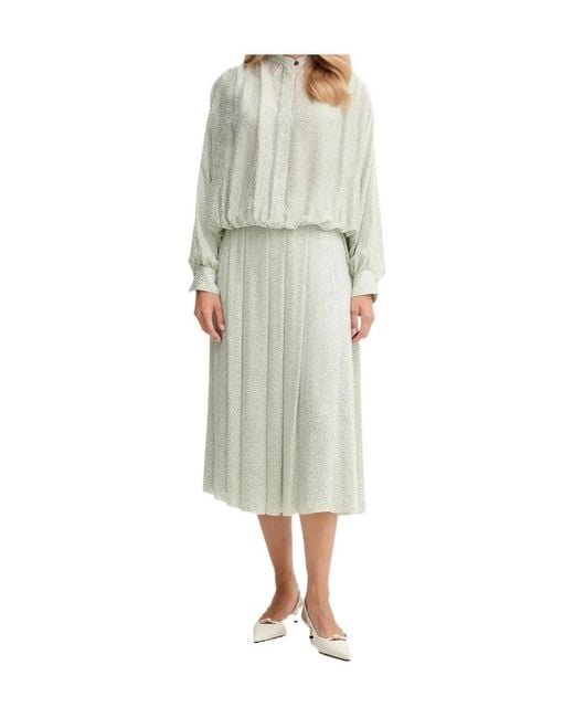 Forte_forte Green Button Pleated Midi Skirt