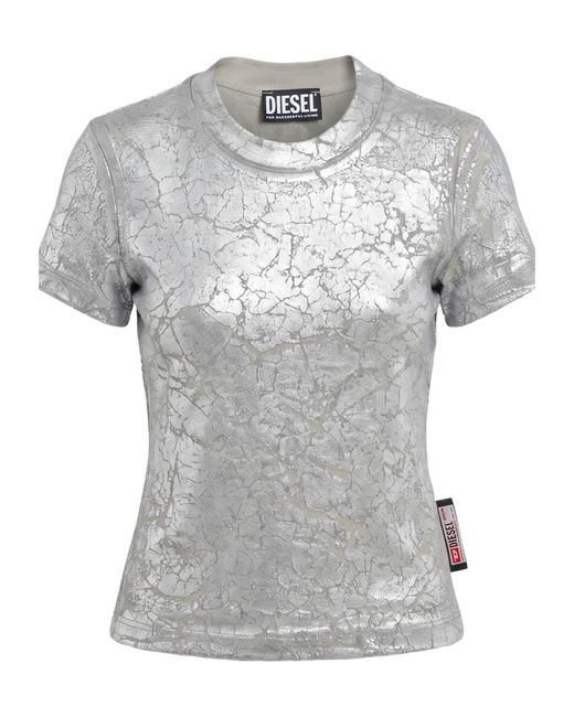 DIESEL Gray Solid-Colored T-Shirt