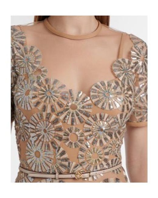 Elie Saab Natural Sequined Gown
