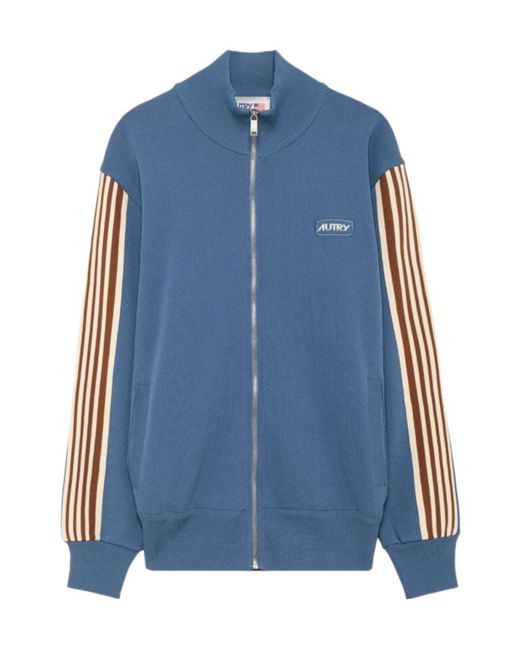 Autry Blue Logo Patch Zipped Jacket for men