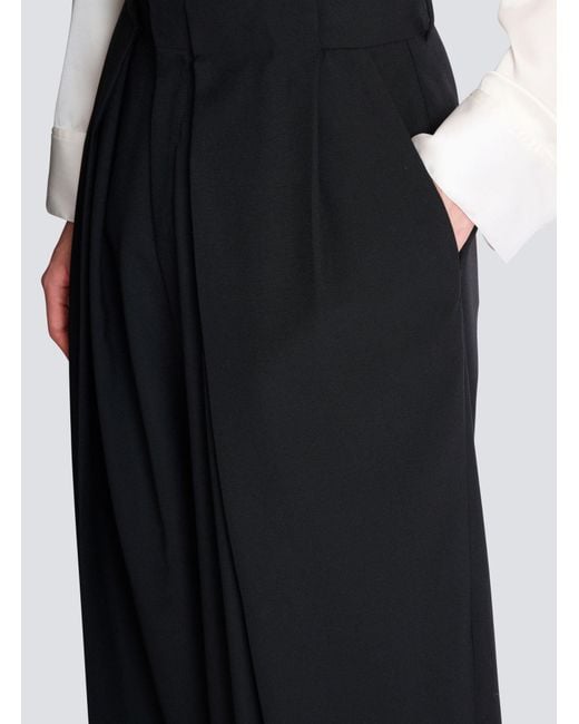 Balmain Black Pleated Wide-Leg Pants for men
