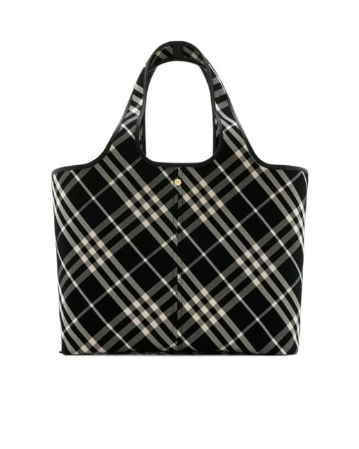 Burberry Black Medium Vintage Check Top Handle Bag