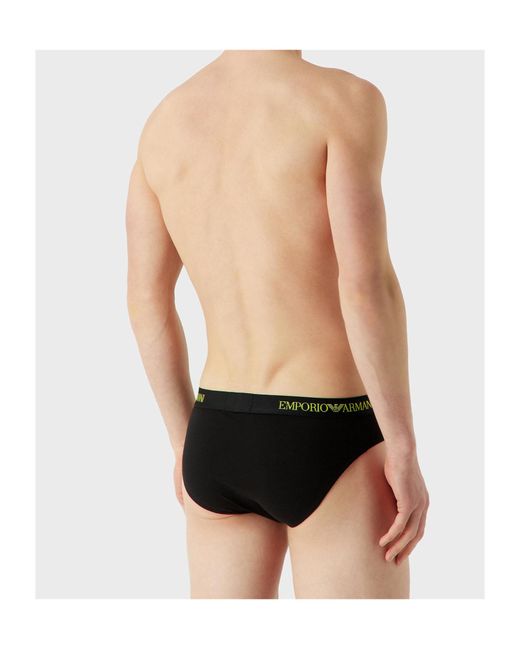 Emporio Armani Black Elastic Waist Briefs Pants 3-Piece Set for men