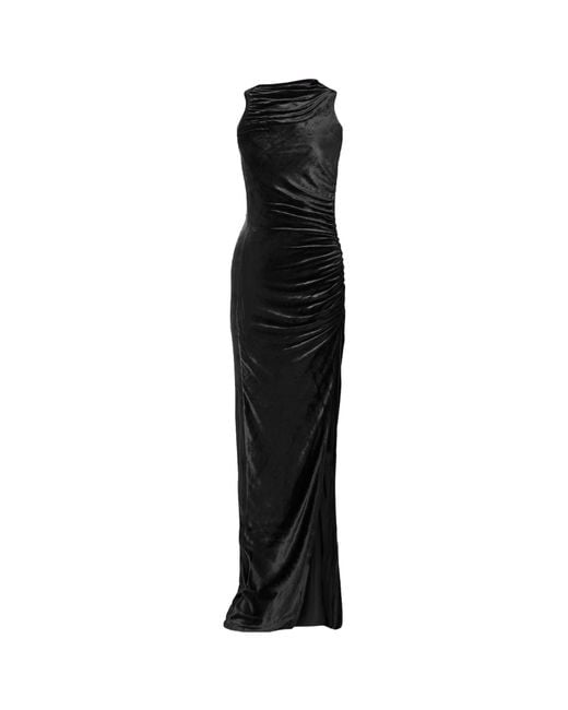 Rick Owens Black Asymmetrical Pleated Dress