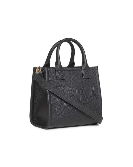 Mc2 Saint Barth Black Grained Leather Tote Bag