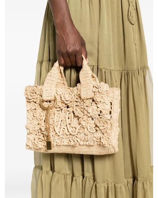 Chloé Natural Summer Banana Floral-Crochet Raffia Tote Bag