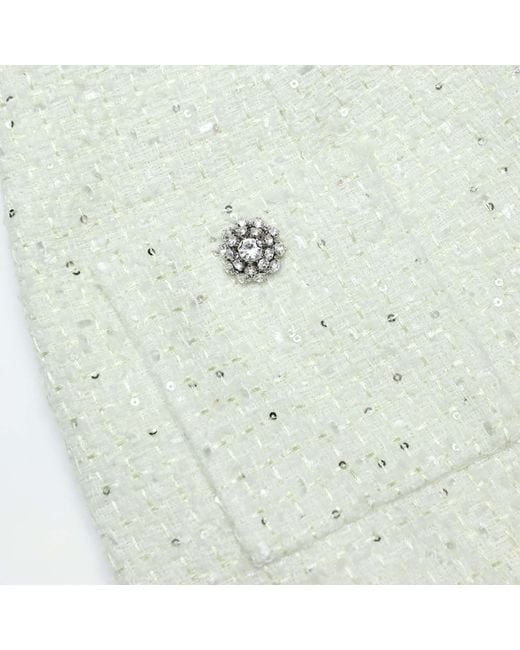 Self-Portrait Green Embellished Tweed Pencil Skirt