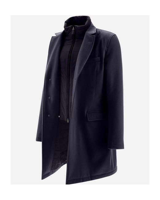 Herno Blue Virgin Wool Coat for men