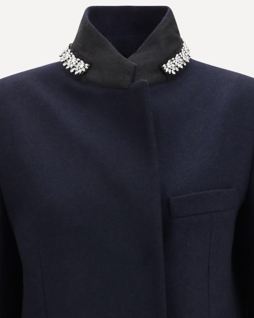 Prada Blue Jewel Collar Coat