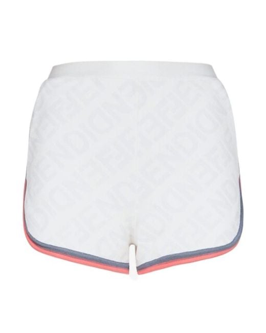 Fendi White Allover Logo Knitted Shorts
