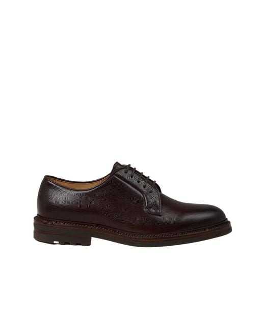 Brunello Cucinelli Brown Texture Derby Shoes for men