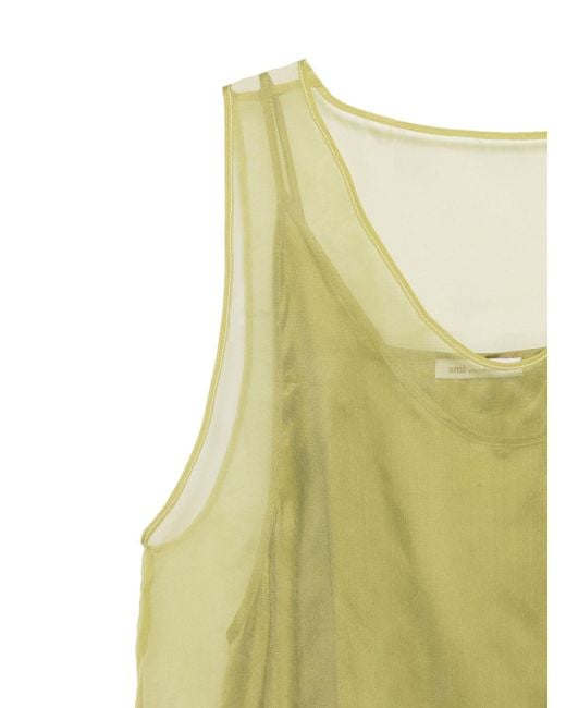 AMI Green Round Neck Sleeveless Vest