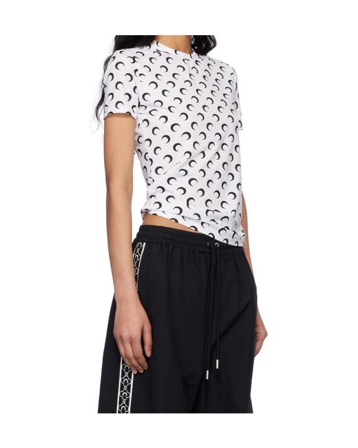 MARINE SERRE White Crescent Print Crewneck T-Shirt