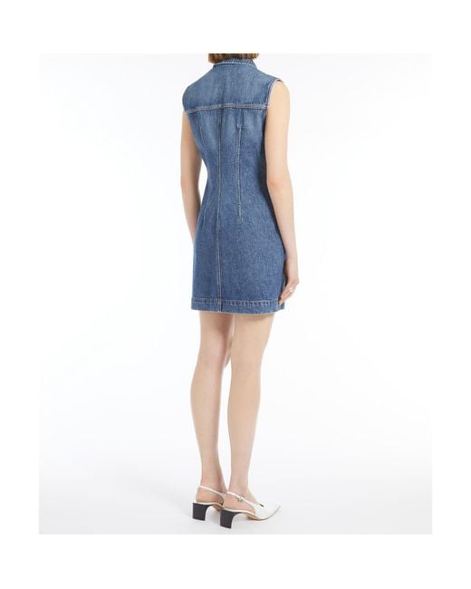 Sportmax Blue Carabo Sleeveless Denim Mini Dress