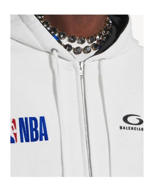 Balenciaga Blue Nba Collaboration Oversized Zip-Up Hoodie for men