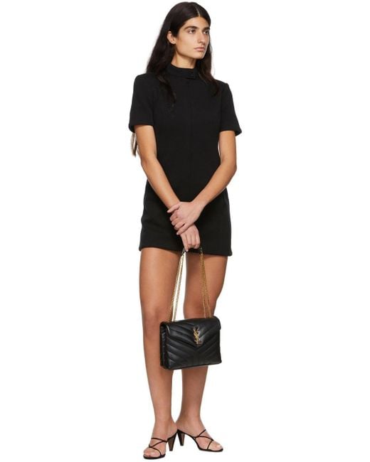 Saint Laurent Black Loulou Matelassé Small Shoulder Bag