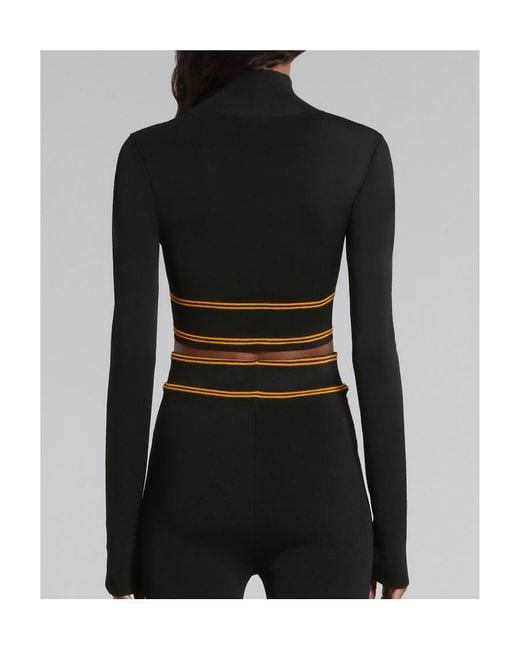 Marni Black Logo Intarsia-Knit High Neck Cropped Jumper
