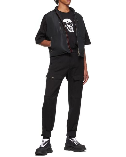 McQueen Black Straight Leg Cargo Pants for men