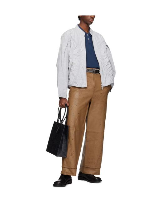 Adererror Gray Pleated Pilot Jacket for men