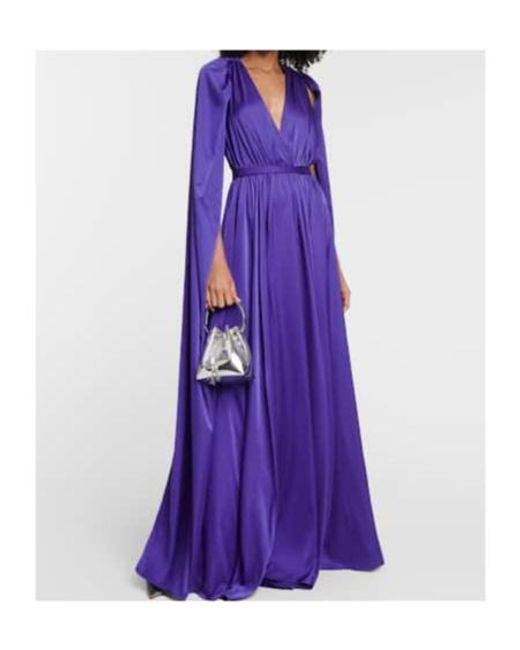 Safiyaa Purple Bridal Chiffon Cape Gown