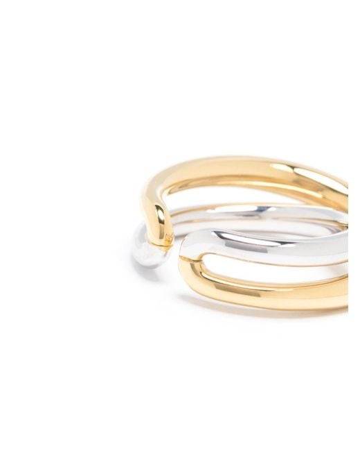 Charlotte Chesnais White Initial Two-Tone Design Ring