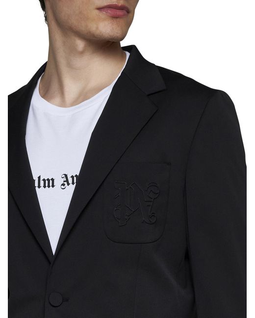 Palm Angels Black Single-Breasted Tailored Blazer for men