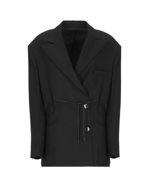 Lanvin Black Drawstring Waist Buttoned Blazer