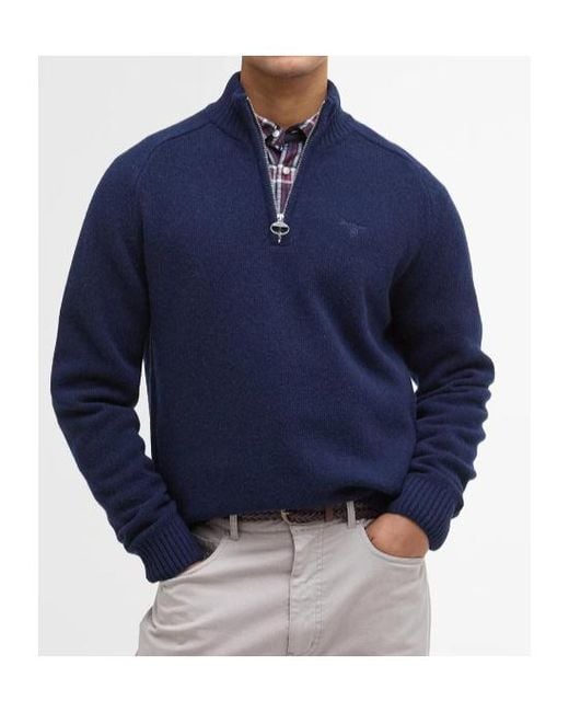Barbour Blue Long-Sleeved Half-Zip Sweater for men