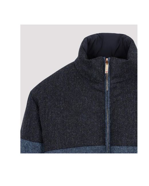 Thom Browne Blue Reversible Funnelneck Padded Jacket for men