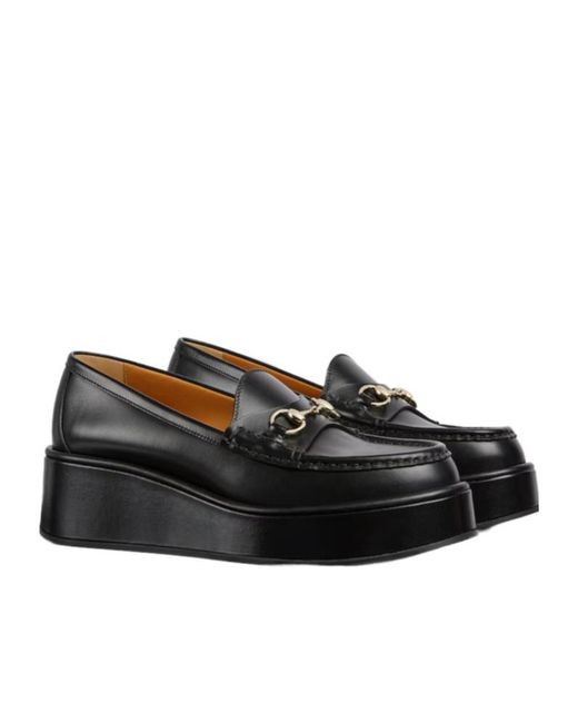 Gucci Black Horsebit Platform Loafers