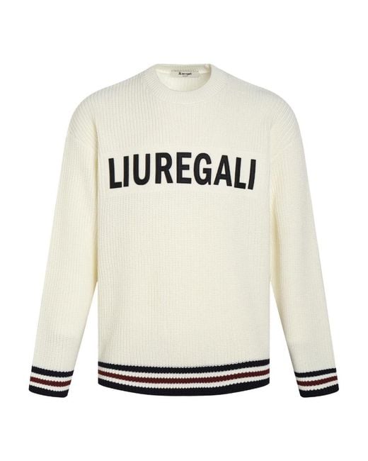 LIU REGALI White Long-Sleeved Sweater for men